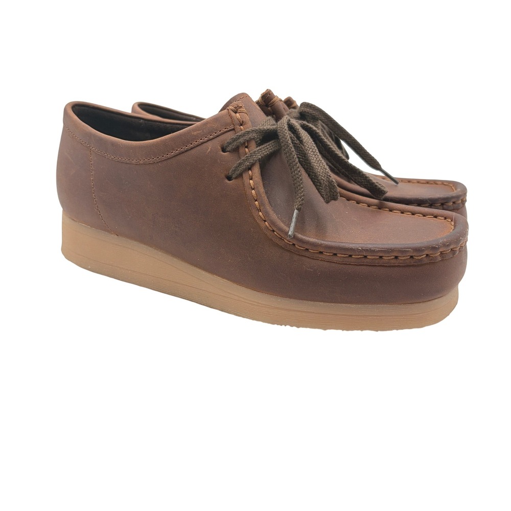 Clarks Collection Padmora Brown Leather Moc Toe Lace Up Oxford Shoes Womens 8.5